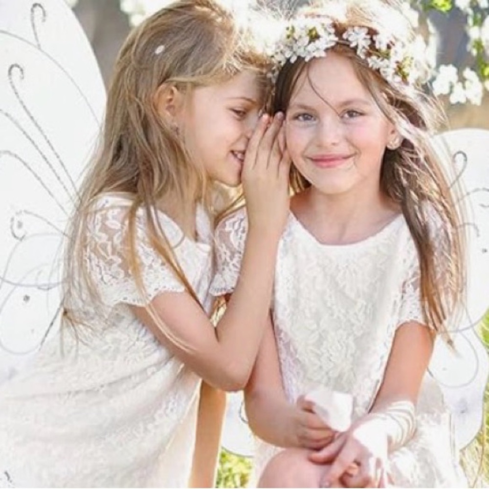 Girls' White Lace Flower Girl Dress
